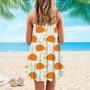 Orange Snails With Monstera Leaves Spaghetti Strap Summer Dress