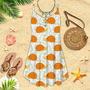 Orange Snails With Monstera Leaves Spaghetti Strap Summer Dress