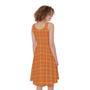 Orange Tattersall Pattern Print Sleeveless Knee Length Dress