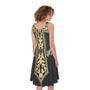 Ornamental Golden Cross Print Sleeveless Knee Length Dress