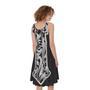 Ornamental Silver Cross Print Sleeveless Knee Length Dress