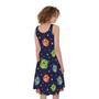 Owl And Star Pattern Print Sleeveless Knee Length Dress