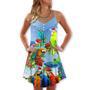 Parrot Couple Merry Christmas - V-Neck Sleeveless Cami Dress