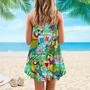 Parrot Drinking Cocktails The Beach Is My Happy Place Tropical Spaghetti Strap Summer Dress