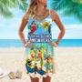 Parrot It's 5 O'Clock Somewhere Tropical Margarita Cocktail Spaghetti Strap Summer Dress