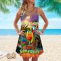 Parrot It's Five O'clock Somewhere Cocktail Tropical Spaghetti Strap Summer Dress