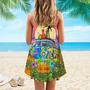 Parrots Tiki On Hippie Bus Spaghetti Strap Summer Dress