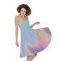 Pastel Holographic Print Sleeveless Knee Length Dress