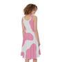 Pastel Pink And White Cow Print Sleeveless Knee Length Dress