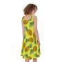 Pastel Yellow Pineapple Pattern Print Sleeveless Knee Length Dress