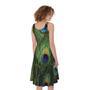 Peacock Tail Print Sleeveless Knee Length Dress