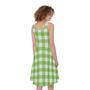 Pear Green And White Gingham Print Sleeveless Knee Length Dress