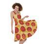 Pepperoni Pizza Print Sleeveless Knee Length Dress