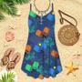 Pickleball Tropical Spaghetti Strap Summer Dress