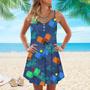 Pickleball Tropical Spaghetti Strap Summer Dress