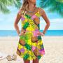 Pineapple Colorful Spaghetti Strap Summer Dress