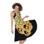 Pineapple Skull Print Sleeveless Knee Length Dress