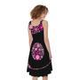 Pink Flowers Yin Yang Print Sleeveless Knee Length Dress