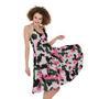 Pink Green And Black Camouflage Print Sleeveless Knee Length Dress