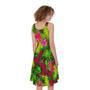 Pink Hawaiian Tropical Pattern Print Sleeveless Knee Length Dress