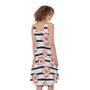 Pink Hibiscus Striped Pattern Print Sleeveless Knee Length Dress