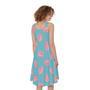 Pink Macaron Pattern Print Sleeveless Knee Length Dress