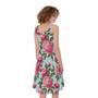 Pink Peony Pattern Print Sleeveless Knee Length Dress