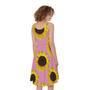 Pink Sunflower Pattern Print Sleeveless Knee Length Dress