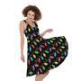 Pixel Christmas Lights Print Sleeveless Knee Length Dress