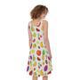 Pixel Fruits Pattern Print Sleeveless Knee Length Dress