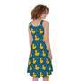 Pixel Rubber Duck Pattern Print Sleeveless Knee Length Dress