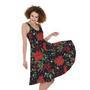 Poinsettia Flower Pattern Print Sleeveless Knee Length Dress