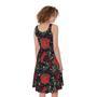 Poinsettia Flower Pattern Print Sleeveless Knee Length Dress