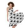 Polka Dot Rooster Pattern Print Sleeveless Knee Length Dress