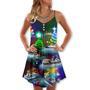 Poonton Neon Tree Merry Christmas - V-Neck Sleeveless Cami Dress