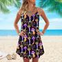 Psychedelic Fairy Colorful Mushroom Spaghetti Strap Summer Dress