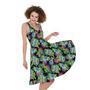 Psychedelic Hawaiian Flower Print Sleeveless Knee Length Dress