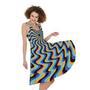 Psychedelic Illusory Motion Print Sleeveless Knee Length Dress