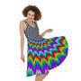 Psychedelic Spiral Optical Illusion Sleeveless Knee Length Dress