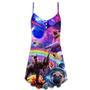 Pug Dog Galaxy Rainbow Star T-Rex Style - V-Neck Sleeveless Cami Dress