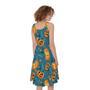 Pumpkin With Witch Hat Pattern Print Sleeveless Knee Length Dress