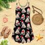 Puppy With Red Hat On Christmas In July Spaghetti Strap Summer Dress