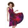 Purple Dark Galaxy Space Print Sleeveless Knee Length Dress