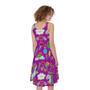 Purple Girly Unicorn Pattern Print Sleeveless Knee Length Dress