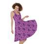 Purple Halloween Witch Pattern Print Sleeveless Knee Length Dress