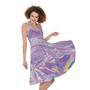 Purple Holographic Print Sleeveless Knee Length Dress