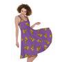 Purple Pizza Pattern Print Sleeveless Knee Length Dress