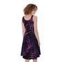 Purple Tropical Leaves Print Sleeveless Knee Length Dress