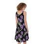 Purple Watercolor Tulip Pattern Print Sleeveless Knee Length Dress