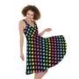 Rainbow Heart Pattern Print Sleeveless Knee Length Dress